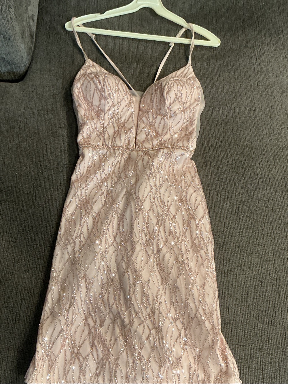 Blush Pink Sequin Spaghetti Strap Dress